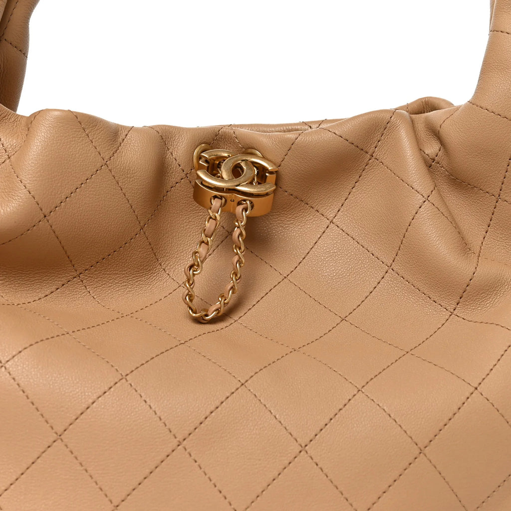CHANEL Maxi Hobo Calfskin Leather Material Silver Hardware