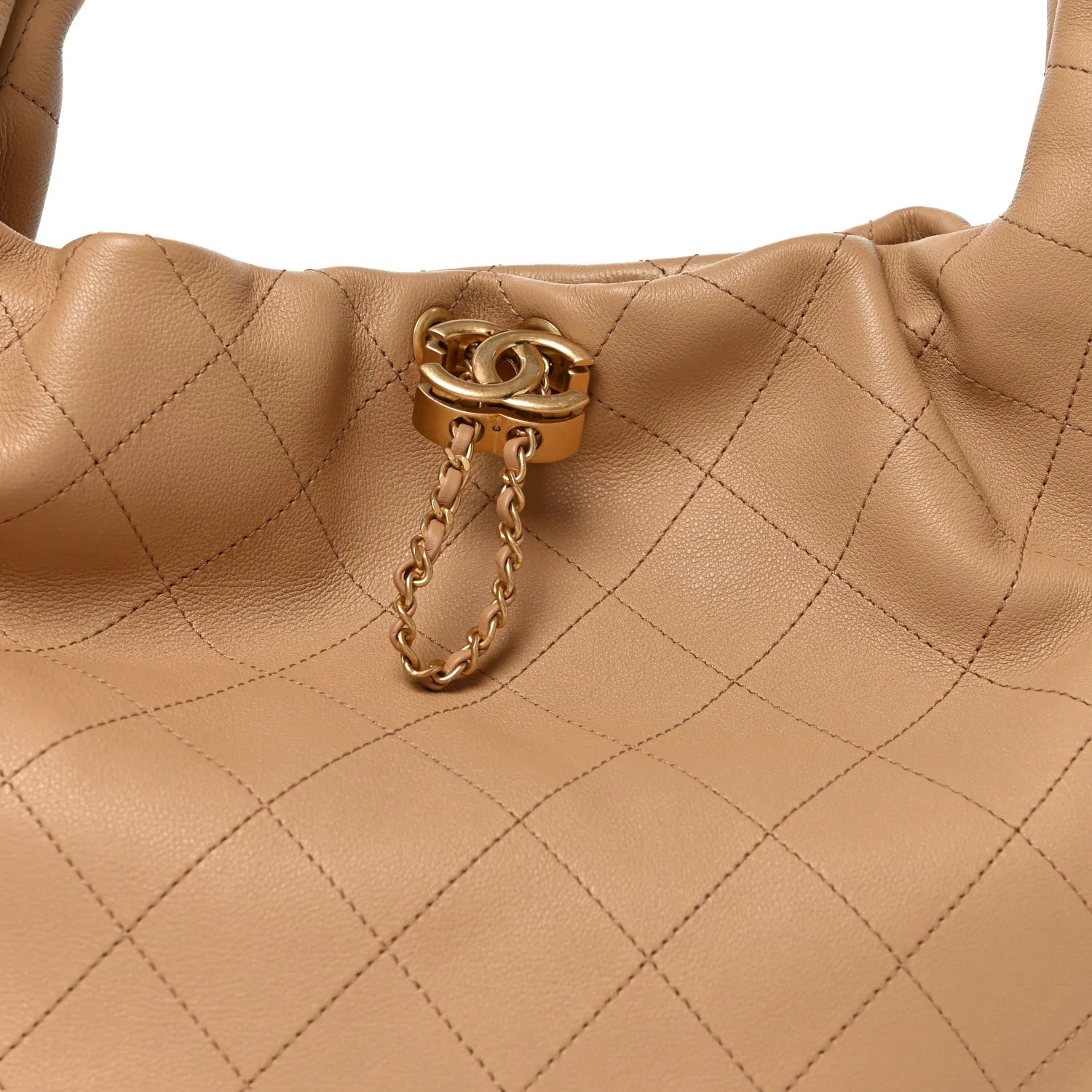 CHANEL Maxi Hobo Calfskin Leather Material Silver Hardware