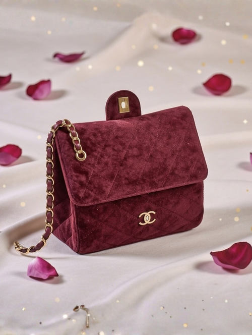 Chanel Burgundy Suede Classic Flap Bag