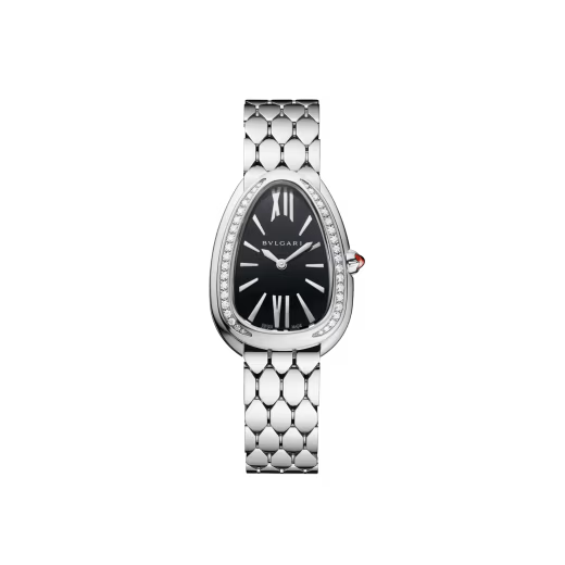Bvlgari Serpenti Seduttori Diamond-Bezel Wrap Watch — Steel & Black