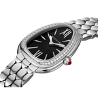 Bvlgari Serpenti Seduttori Diamond-Bezel Wrap Watch — Steel & Black