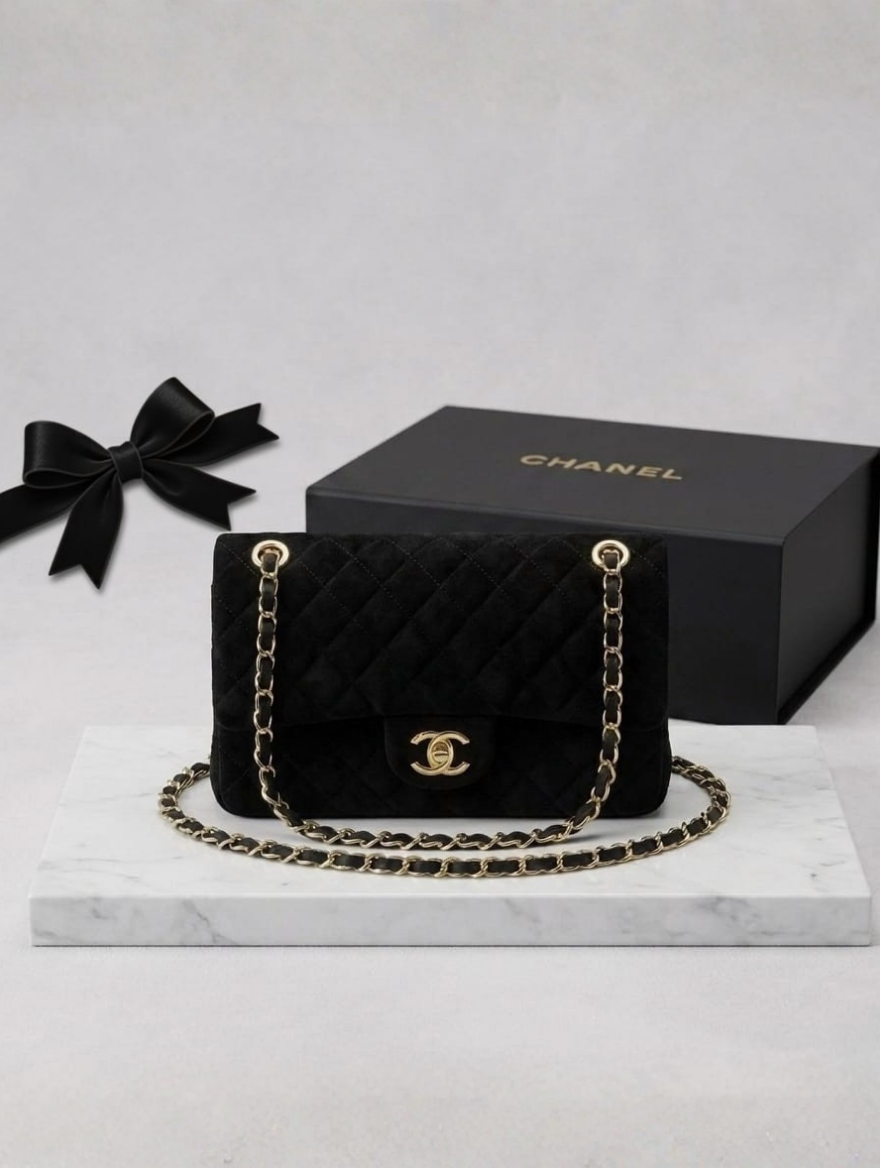 Chanel Black Suede Classic Flap Bag