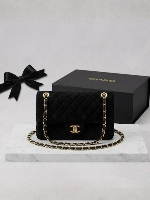 Chanel Black Suede Classic Flap Bag