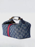 Gucci Vanity medium top handle bag blue and white GG denim