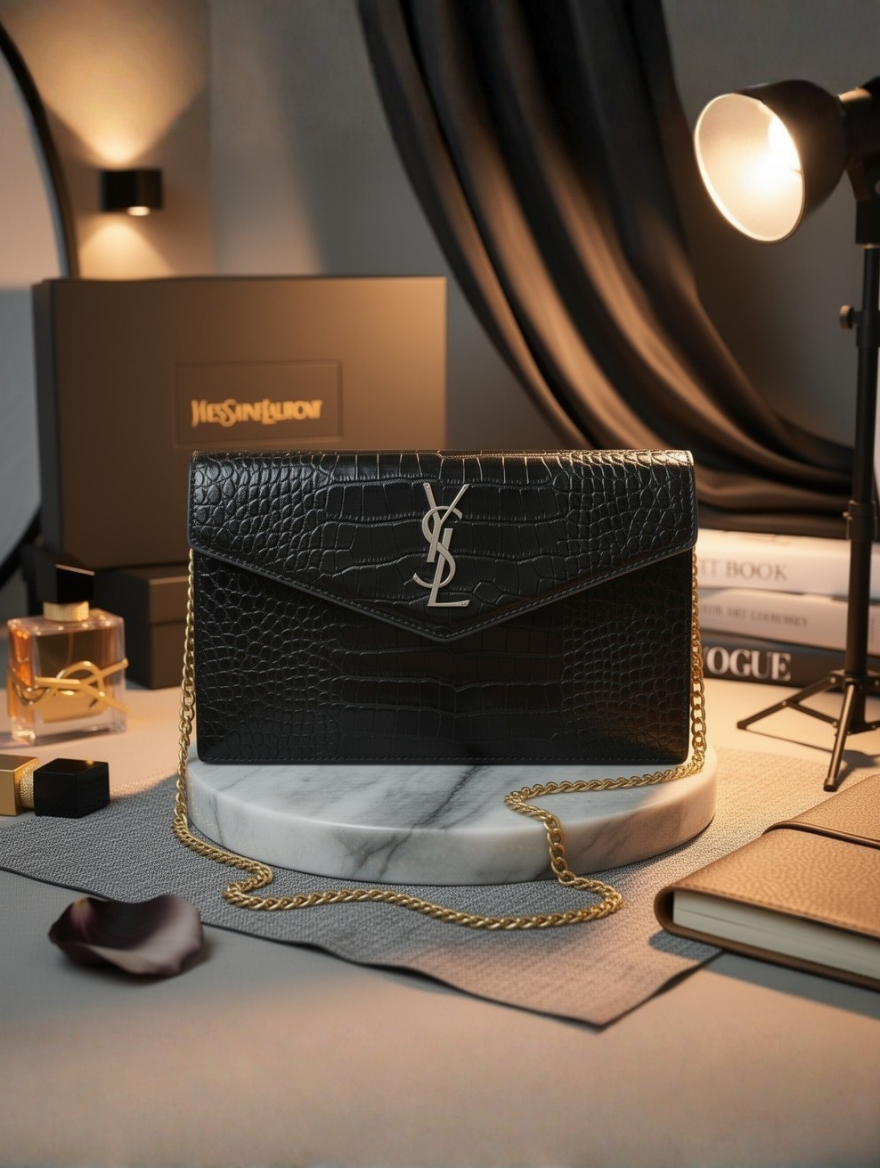 Cassandre Saint Laurent Matelassé Chain Wallet
