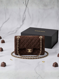 Chanel Brown Suede Classic Flap Bag
