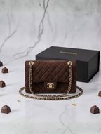 Chanel Brown Suede Classic Flap Bag