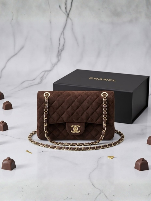 Chanel Brown Suede Classic Flap Bag