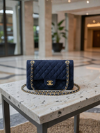 Chanel Navy Suede Classic Flap Bag