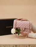 Chanel Pink Suede Classic Flap Bag
