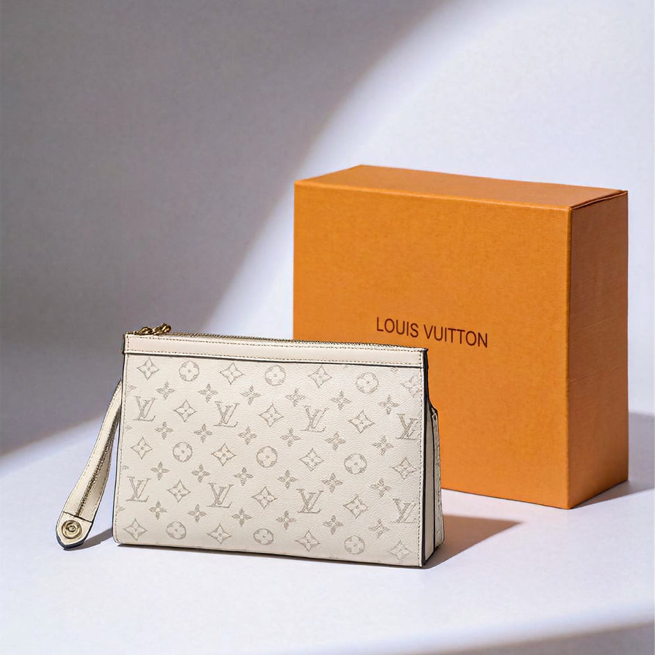 Luxury LV Exotic Texture Patchwork Leather Clutch Bag