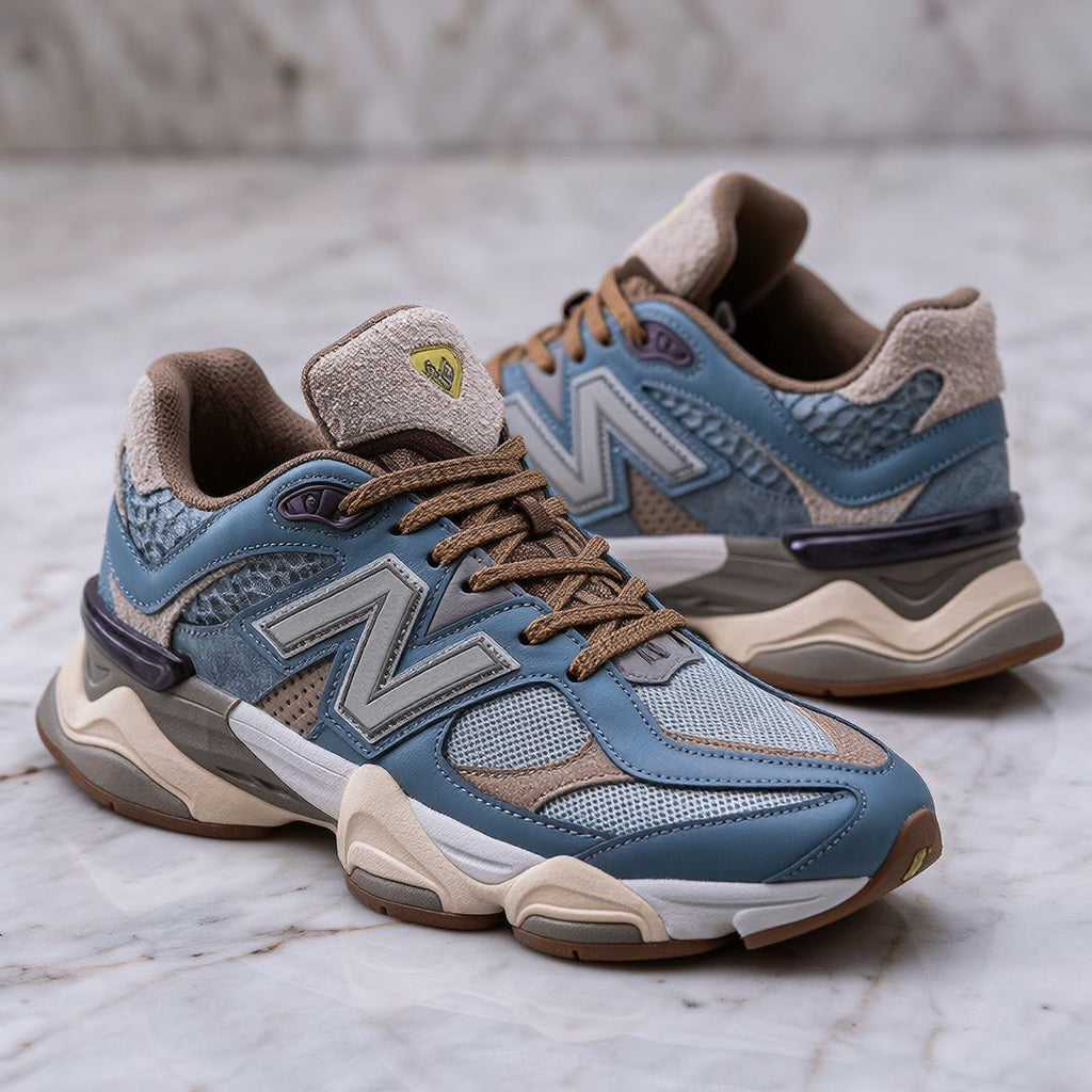 New Balance 9060 Lifestyle Sneakers – Slate Blue & Tan