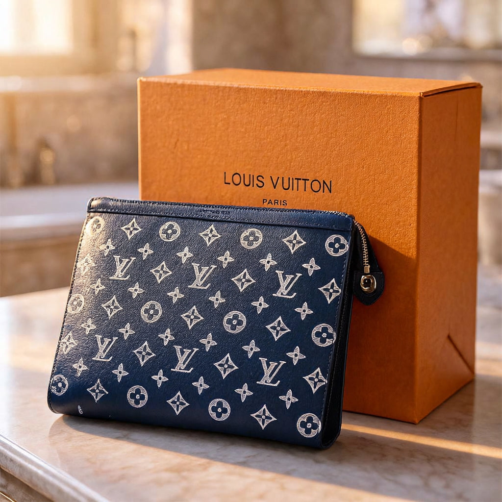 Luxury LV Exotic Texture Patchwork Leather Clutch Bag