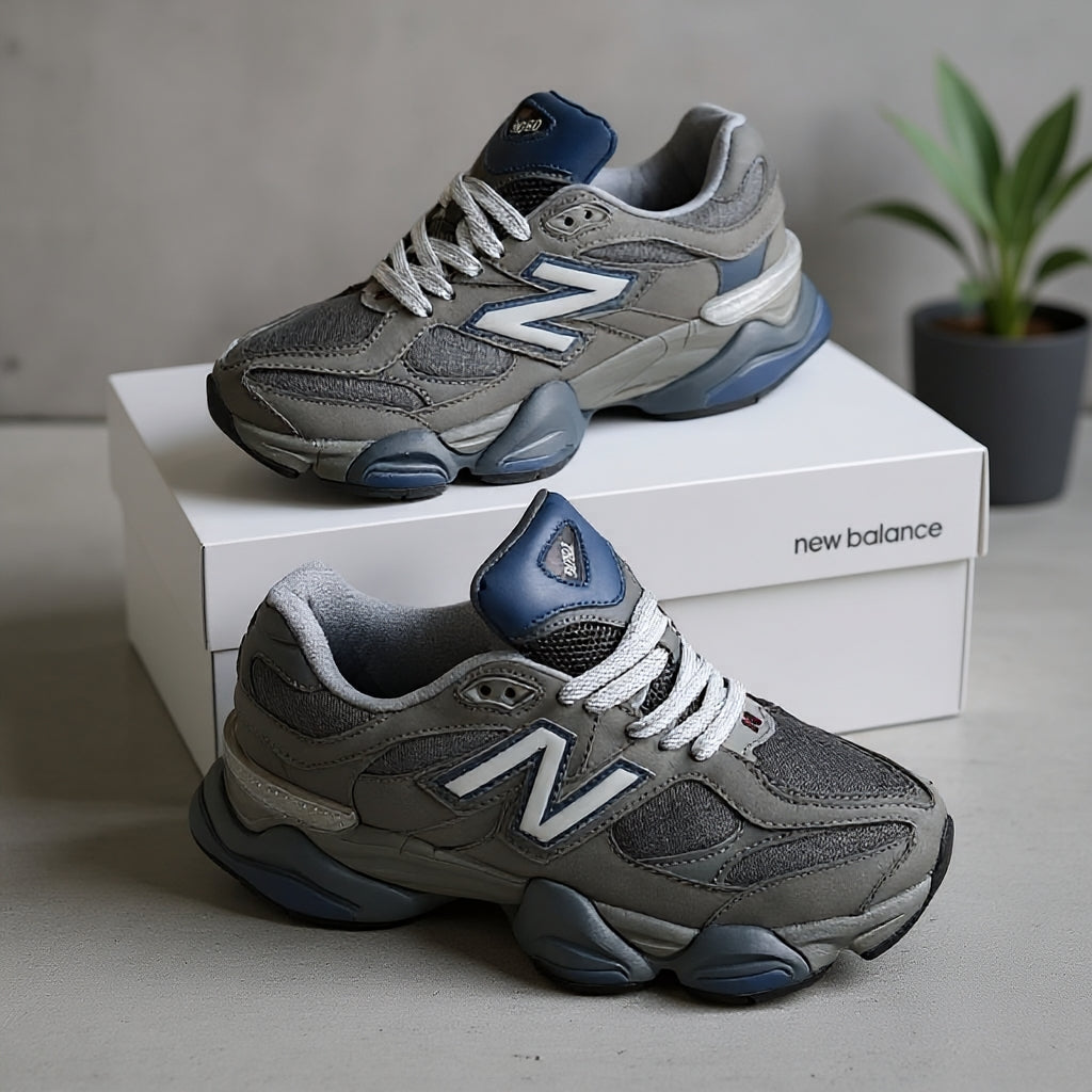 New Balance 9060 Industrial Chunky Shoes (Castlerock Grey / Indigo Blue)