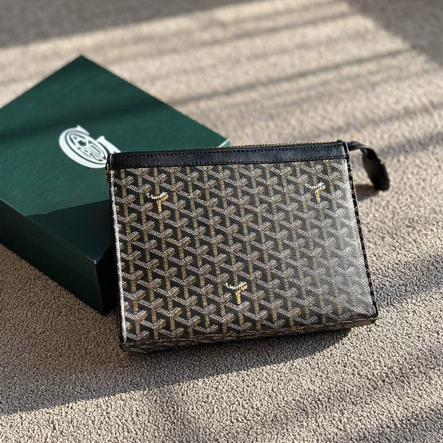 Goyard Textured Canvas Zip Pouch / Clutch Bag