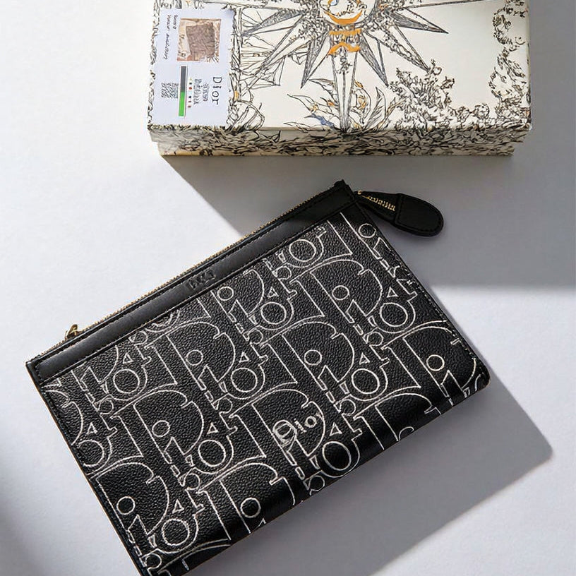 Christian Dior Oblique Jacquard Zip Pouch