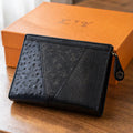 Luxury LV Black Exotic Texture Patchwork Leather Clutch