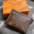 Luxury LV Texture Patchwork Leather Clutch