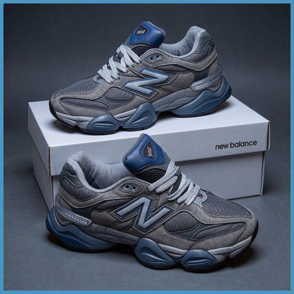 New Balance 9060 Industrial Chunky Shoes (Castlerock Grey / Indigo Blue)