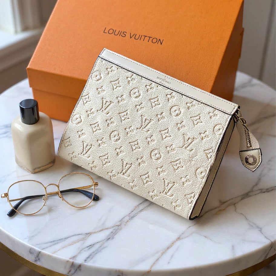 Luxury LV Exotic Texture Patchwork Leather Clutch Bag