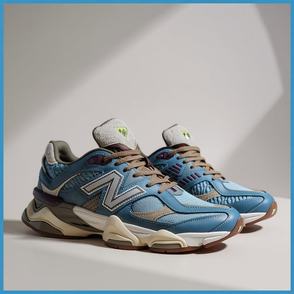 New Balance 9060 Lifestyle Sneakers – Slate Blue & Tan