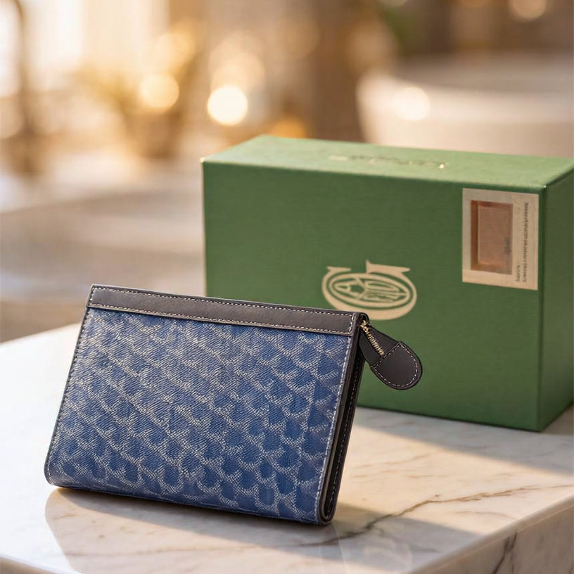 Goyard Textured Canvas Zip Pouch / Clutch Bag