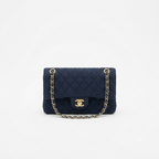 Chanel Navy Suede Classic Flap Bag