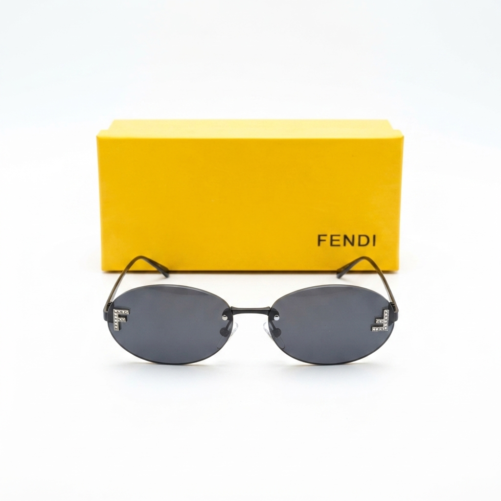 Fendi Inspired Rimless Oval Sunglasses