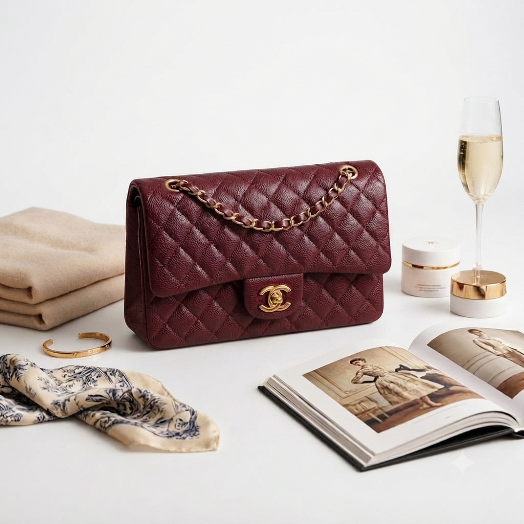Chanel Double Flap Gold Chain Bag