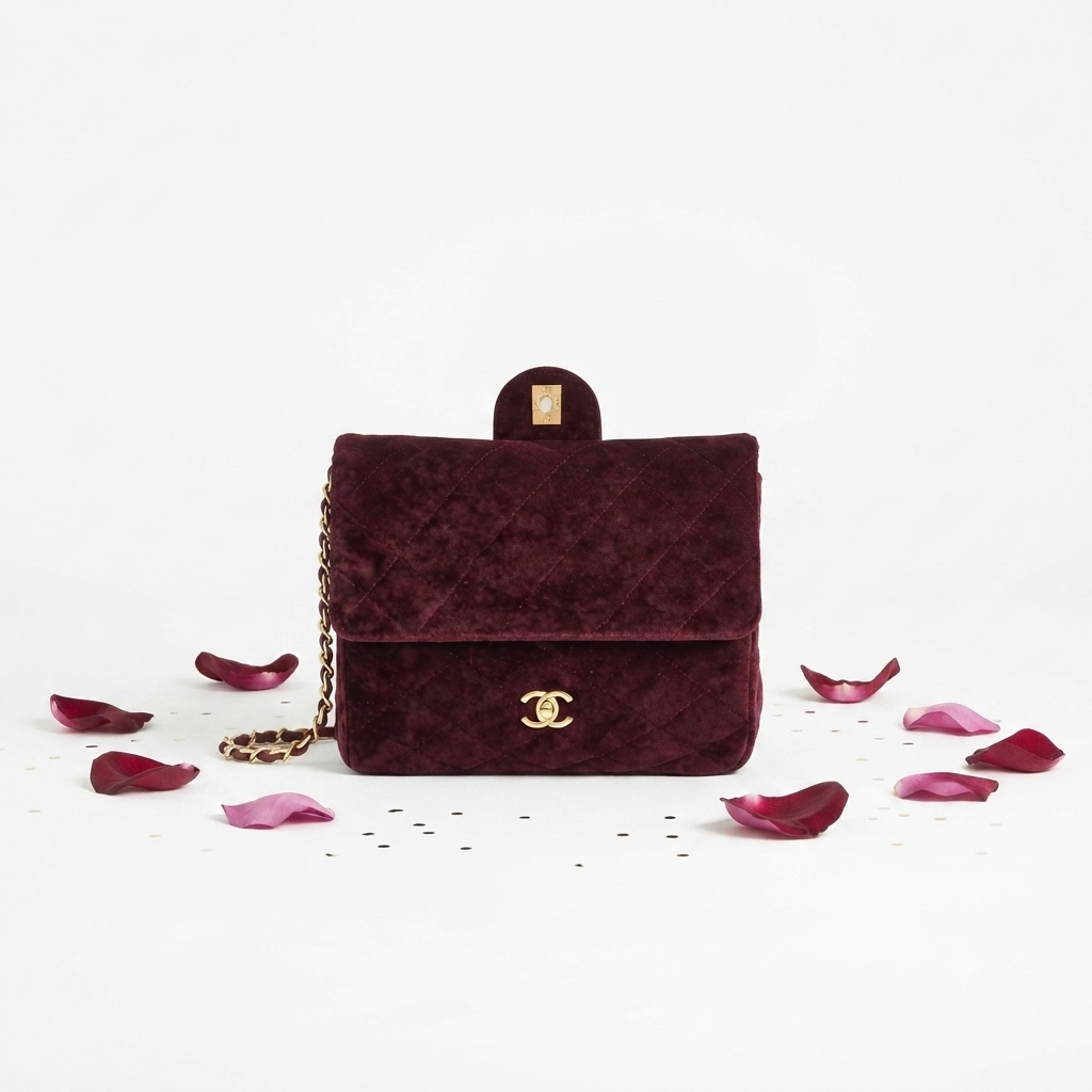 Chanel Burgundy Suede Classic Flap Bag