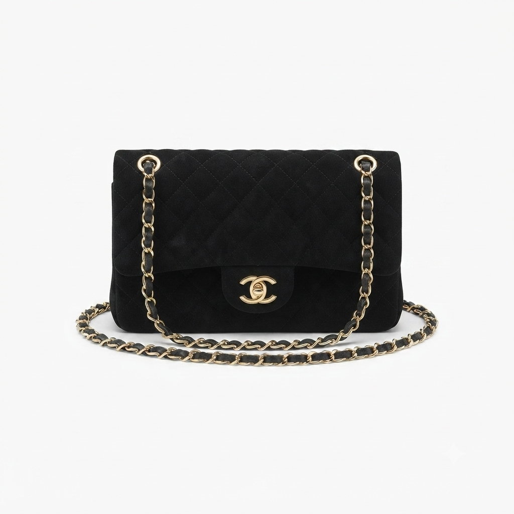 Chanel Black Suede Classic Flap Bag