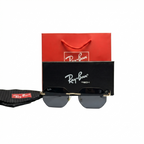 Luxury Rimless Square Sunglasses | Black Metal Frame | UV400 Gradient Lens | Unisex