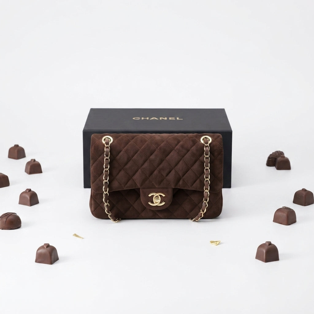 Chanel Brown Suede Classic Flap Bag
