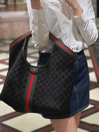 Gucci Ophidia GG Large Tote with Matching Pouch (Black Canvas)