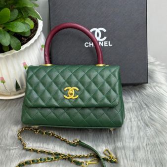 Pebbled Leather Top-Handle Bag – Forest Green