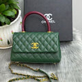 Pebbled Leather Top-Handle Bag – Forest Green