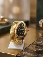 Bvlgari Serpenti Tubogas (Yellow Gold / Black Dial - Plain Bezel)