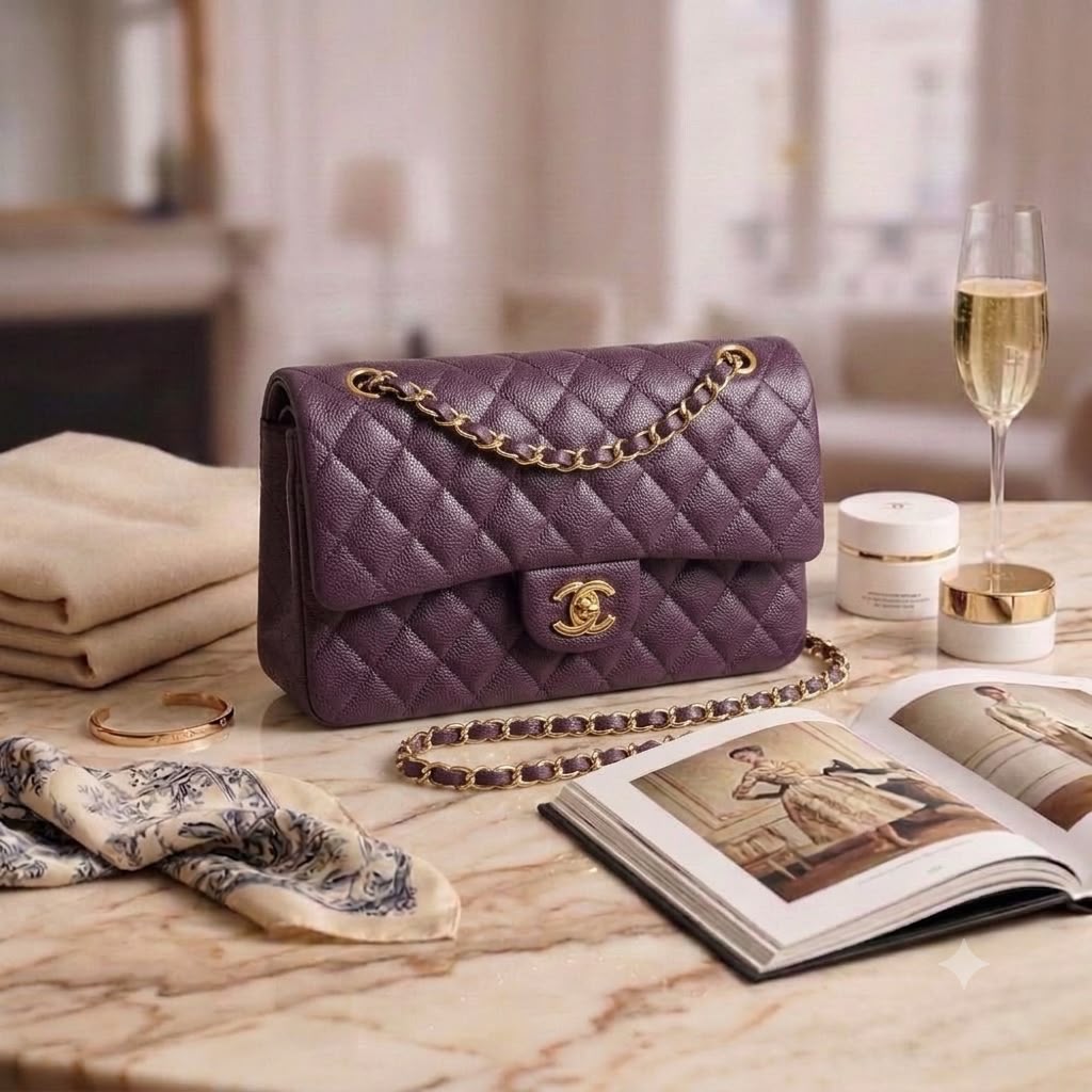 CHANEL ᴅᴏᴜʙʟᴇ ғʟᴀᴘ ɢᴏʟᴅ ʜᴀʀᴅᴡᴀʀᴇ ᴄʜᴀɪɴ ʙᴇʟᴛ sᴛʀᴀᴘ sɪᴢᴇ : 25 cm