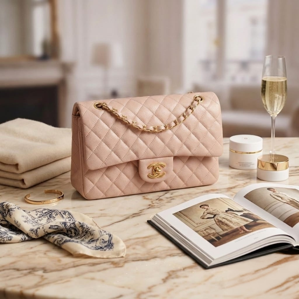 CHANEL ᴅᴏᴜʙʟᴇ ғʟᴀᴘ ɢᴏʟᴅ ʜᴀʀᴅᴡᴀʀᴇ ᴄʜᴀɪɴ ʙᴇʟᴛ sᴛʀᴀᴘ sɪᴢᴇ : 25 cm