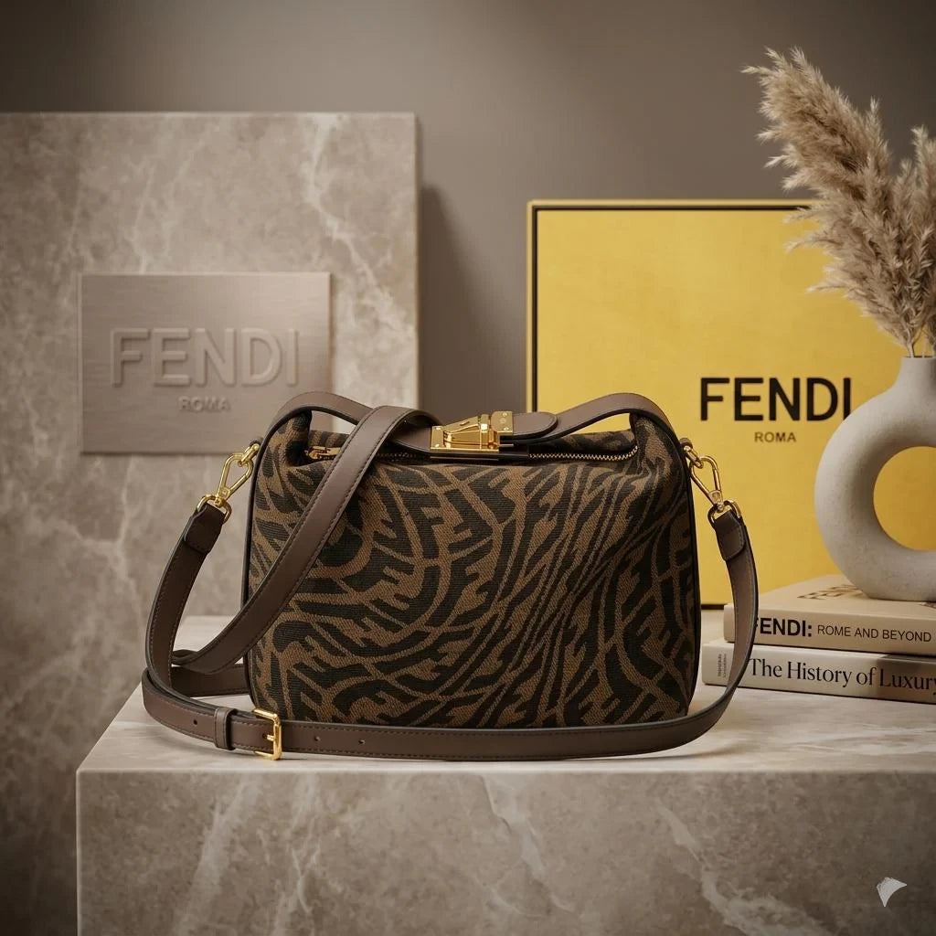 Fendi Zucca Vanity Top Handle Crossbody Bag - FF Jacquard Canvas