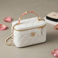 Chanel Vanity Case Top Handle Bag - Floral Design in Lambskin Leather