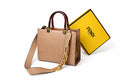 Fendi Mini Sunshine Tote Bag – Faux Leather Top Handle Handbag with Gold Hardware