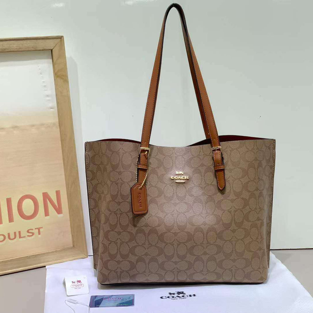 COACH Mollie Tote Bag in Signature Canvas (with Zipper Pouch)