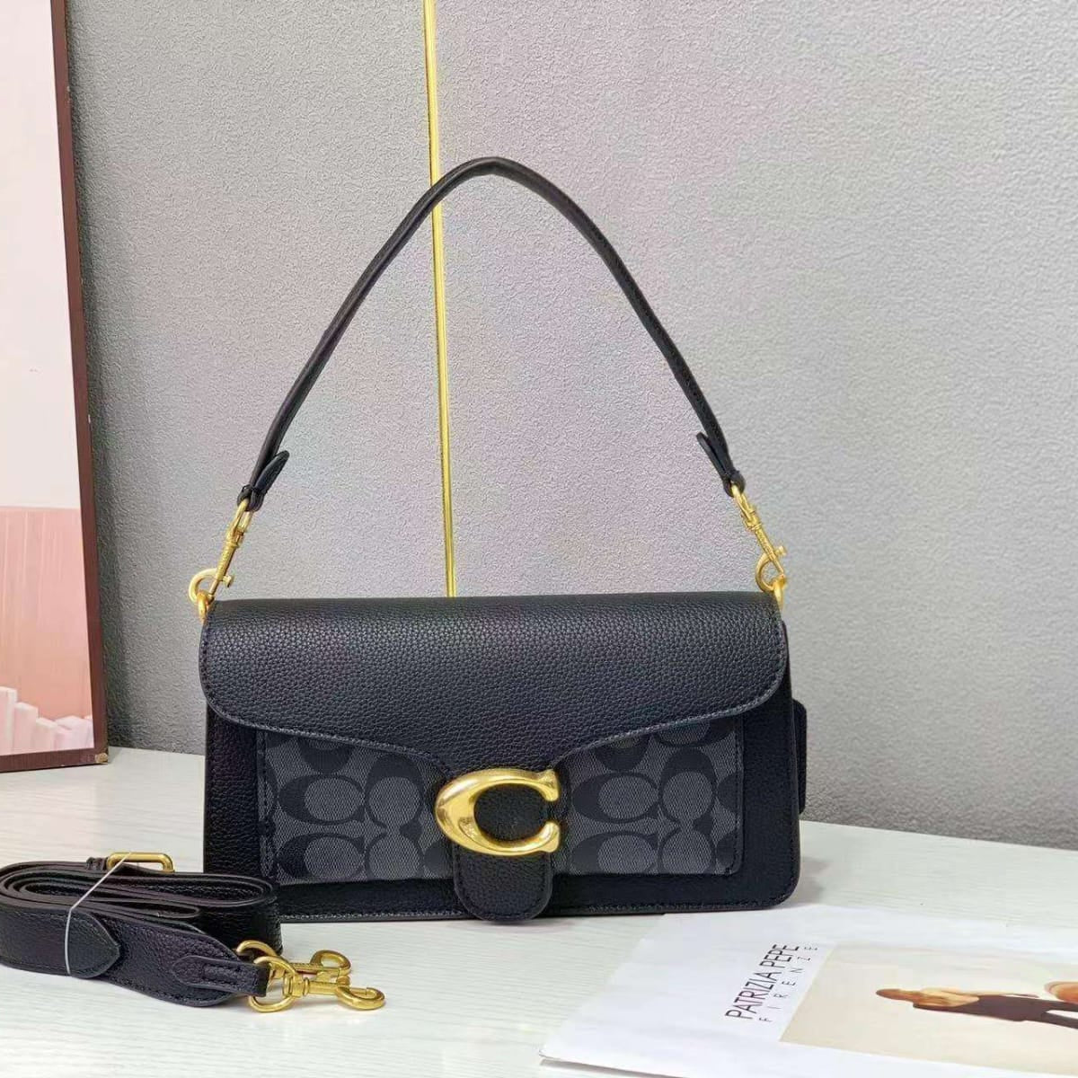 COACH Tabby Shoulder Bag in Chalk White Leather with Gold Hardware