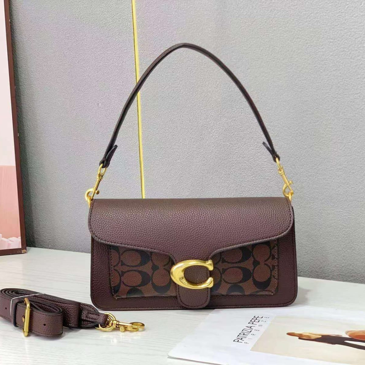 COACH Tabby Shoulder Bag in Chalk White Leather with Gold Hardware