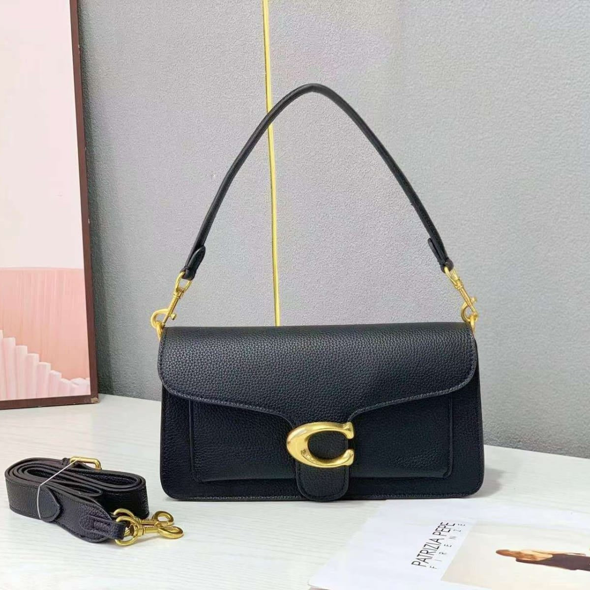 COACH Tabby Shoulder Bag in Chalk White Leather with Gold Hardware