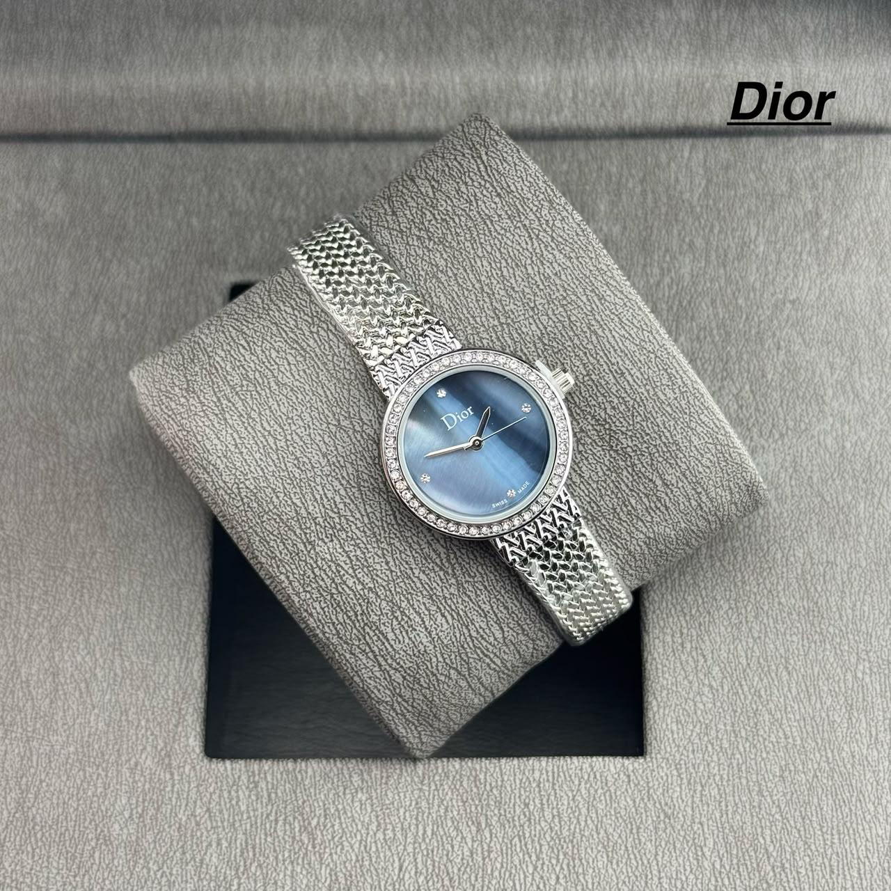 Dior La D de Dior Green Malachite Dial Diamond Bezel Watch