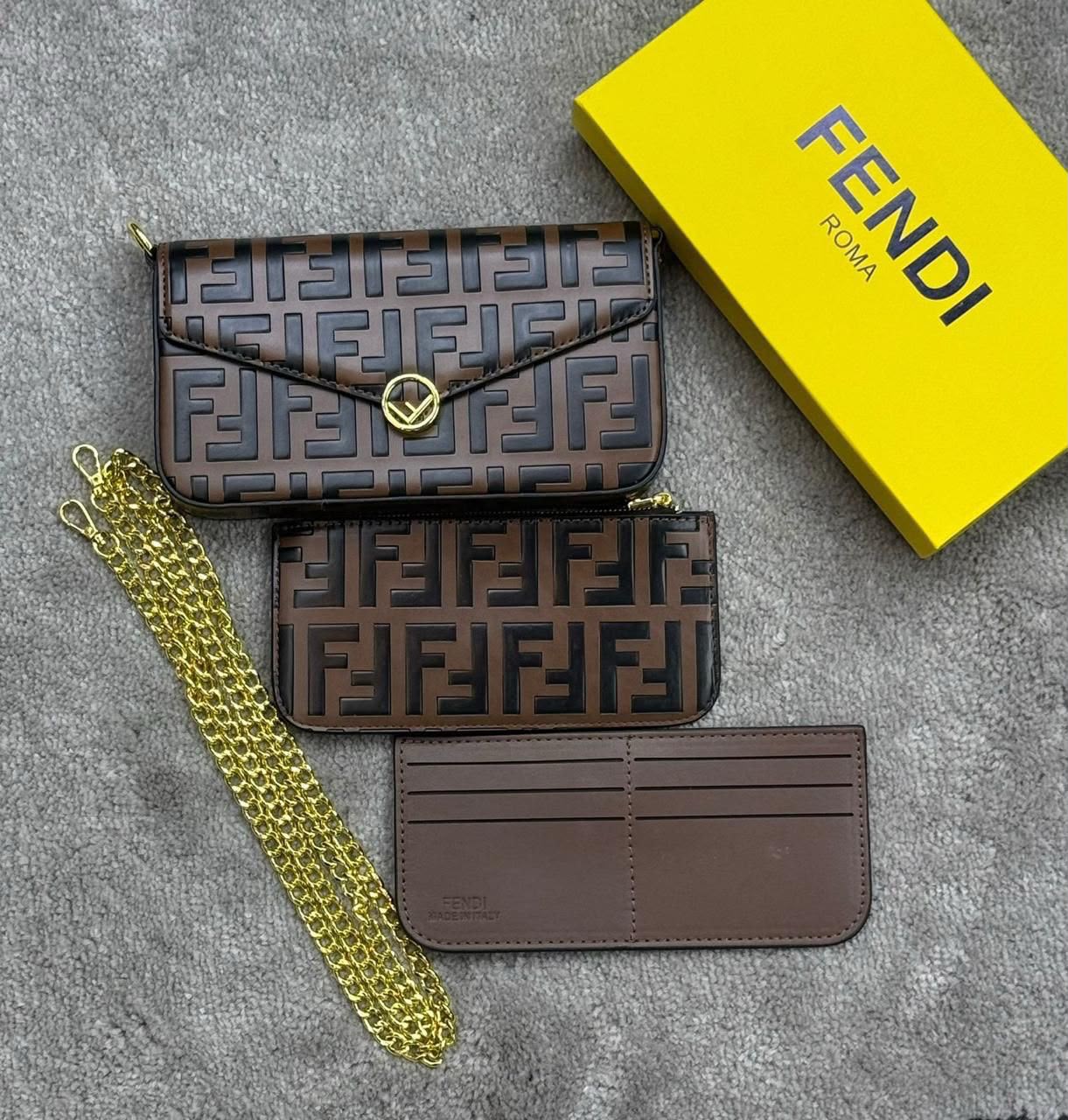 Fendi Envelope Chain Wallet Set with Removable Card Holder