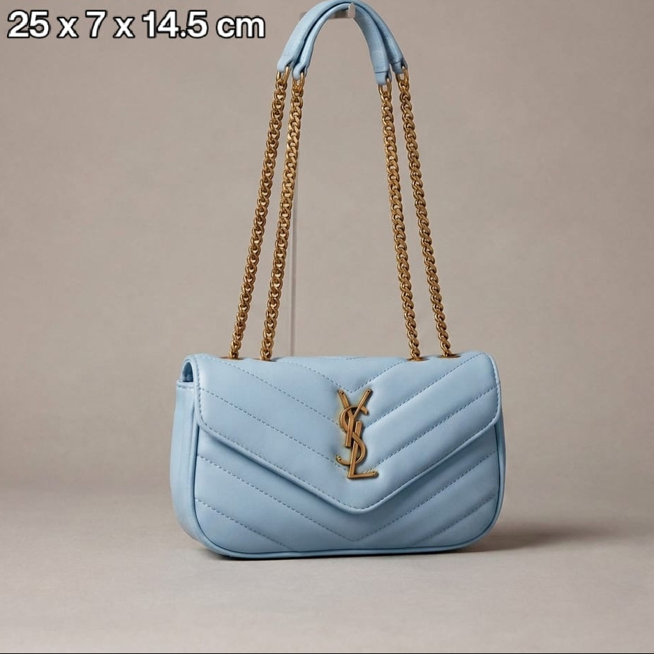 Saint Laurent LouLou Medium Shoulder Bag in White Leather