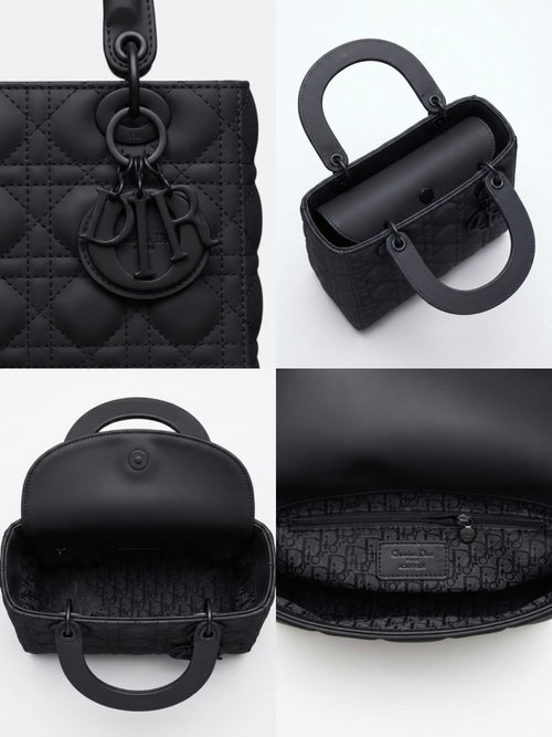 Christian Dior Lady Dior Burgundy  Leather Top-Handle Bag